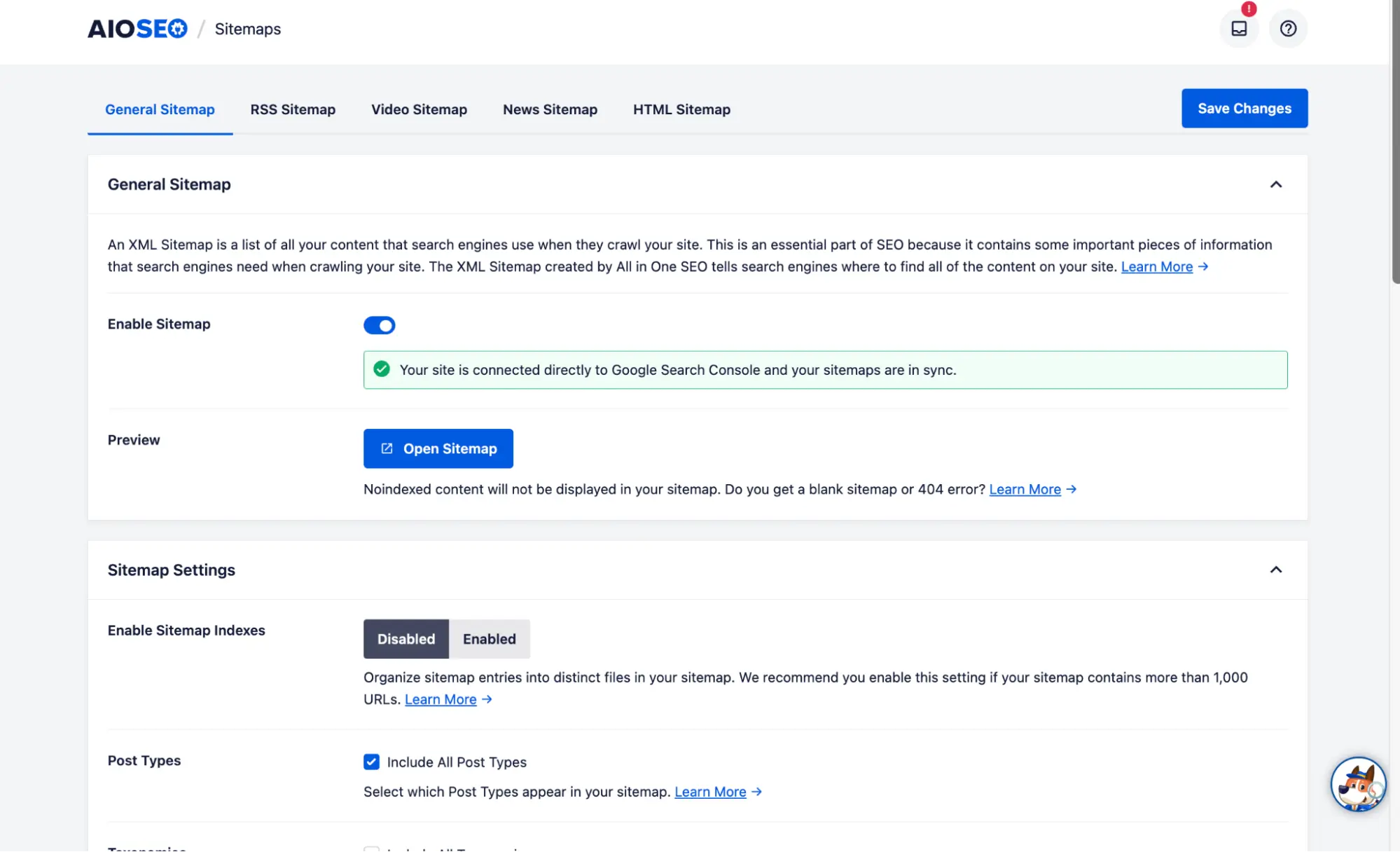 AIOSEO sitemaps