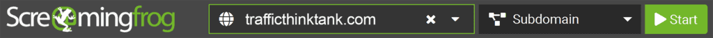 Screaming Frog – Input website